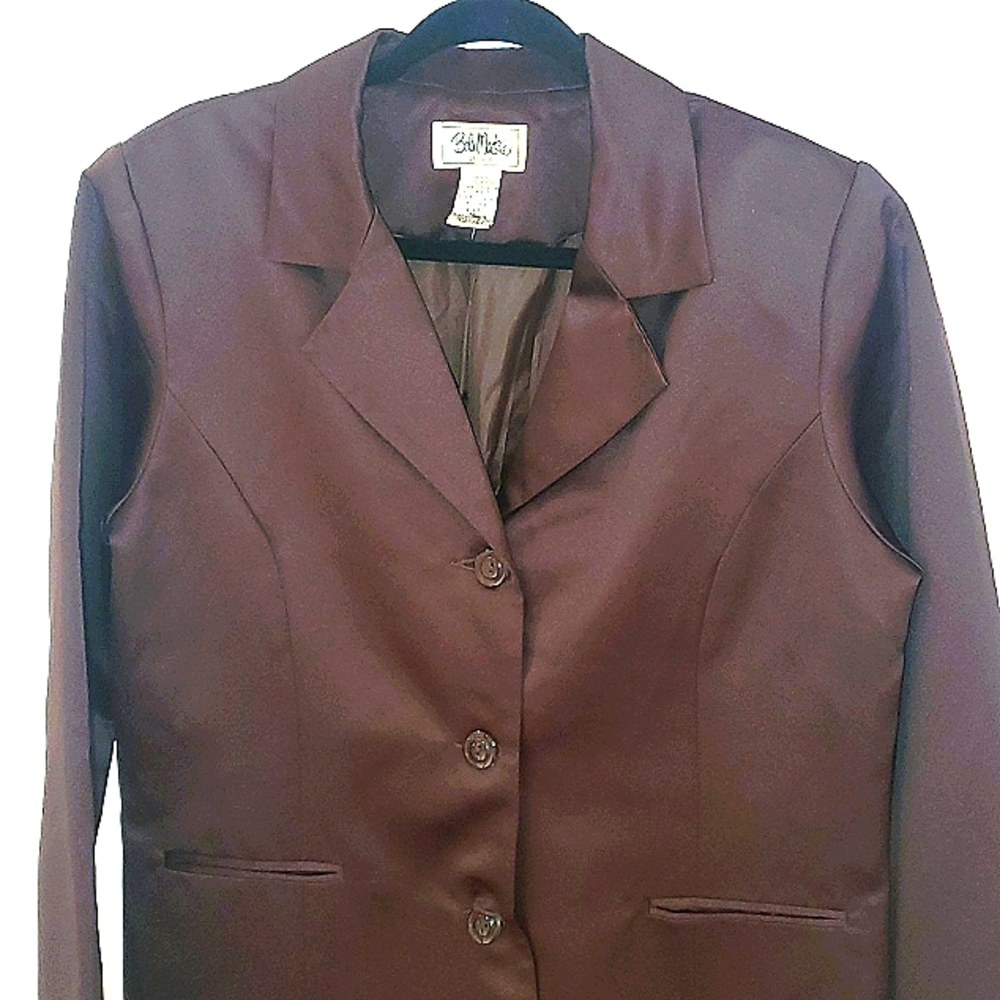 VINTAGE BOB MACKIE TRENCH COAT. SATIN CHOCOLATE BROWN, SIZE 16